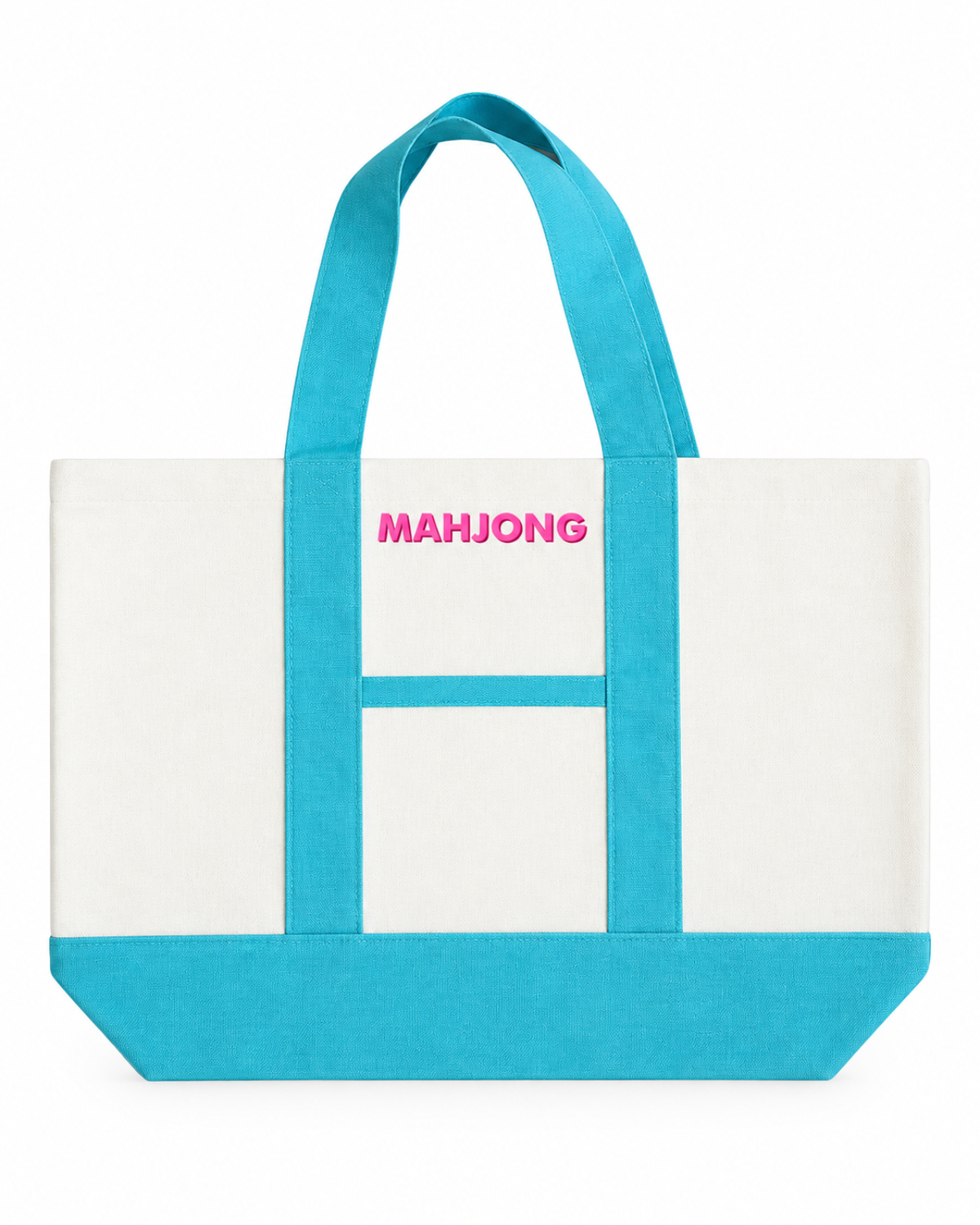 Printed Aqua Mahjong Tote Bag