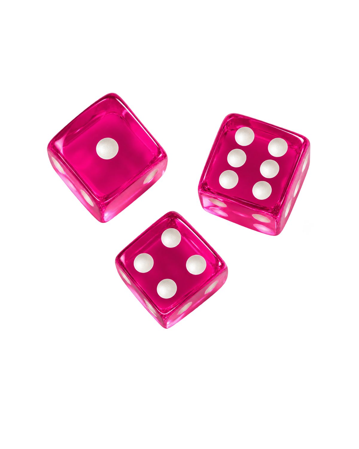 Hot Pink Acrylic Dice Set of 3