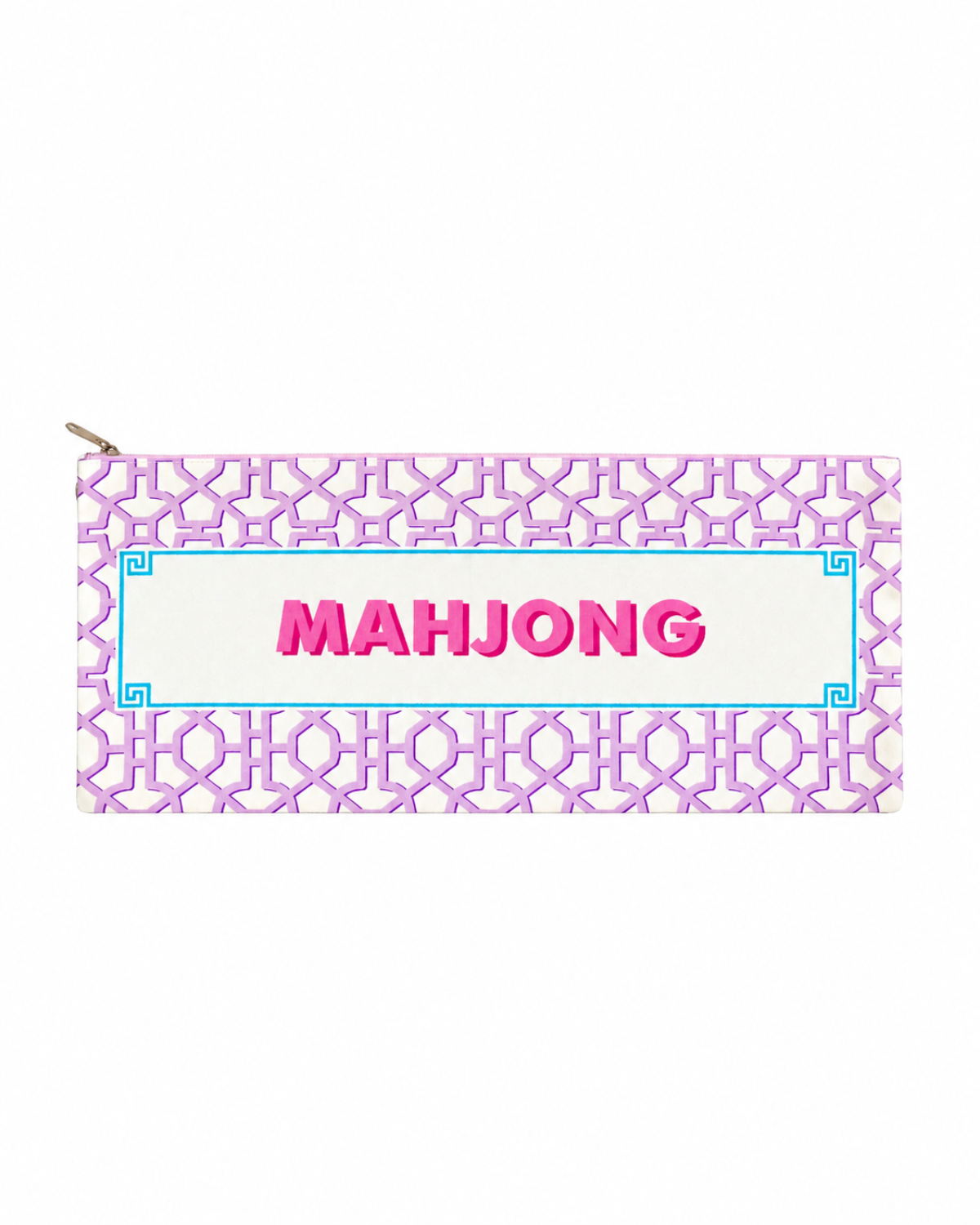 Printed Lilac Mahjong Tiles Zip Pouch