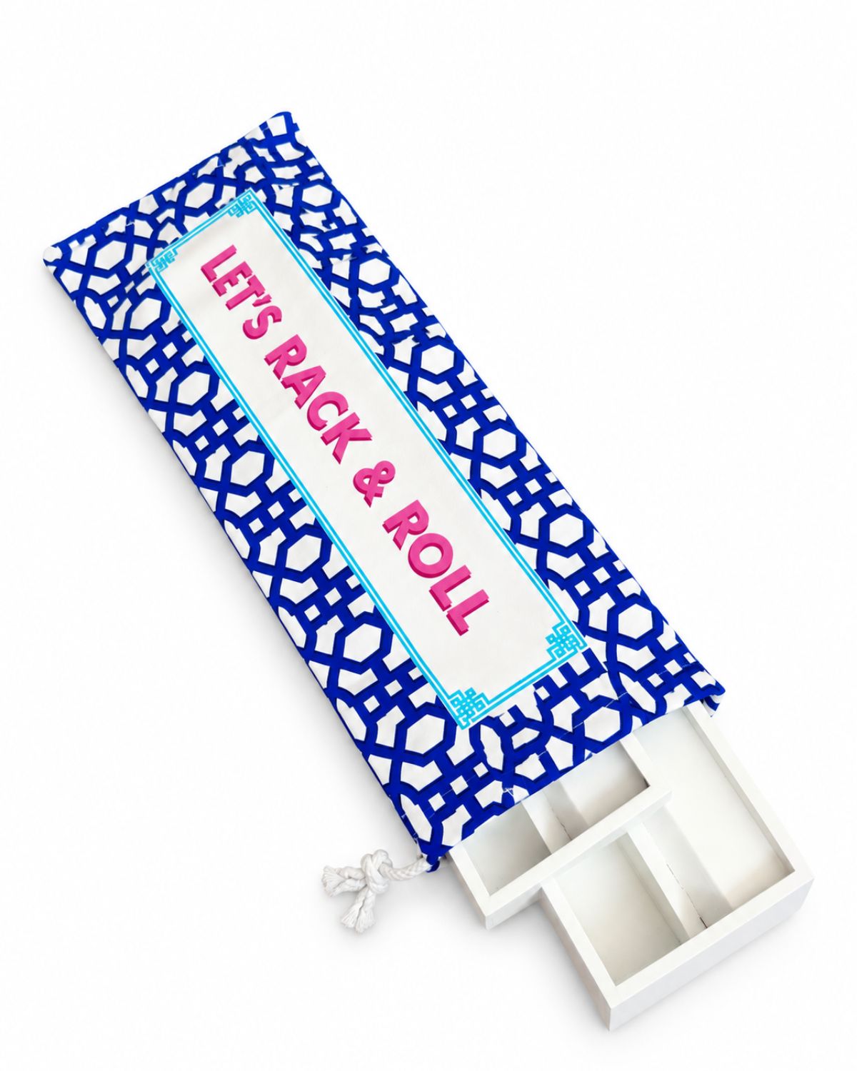 Printed Indigo Rack & Roll Mahjong Wooden Rack Cover