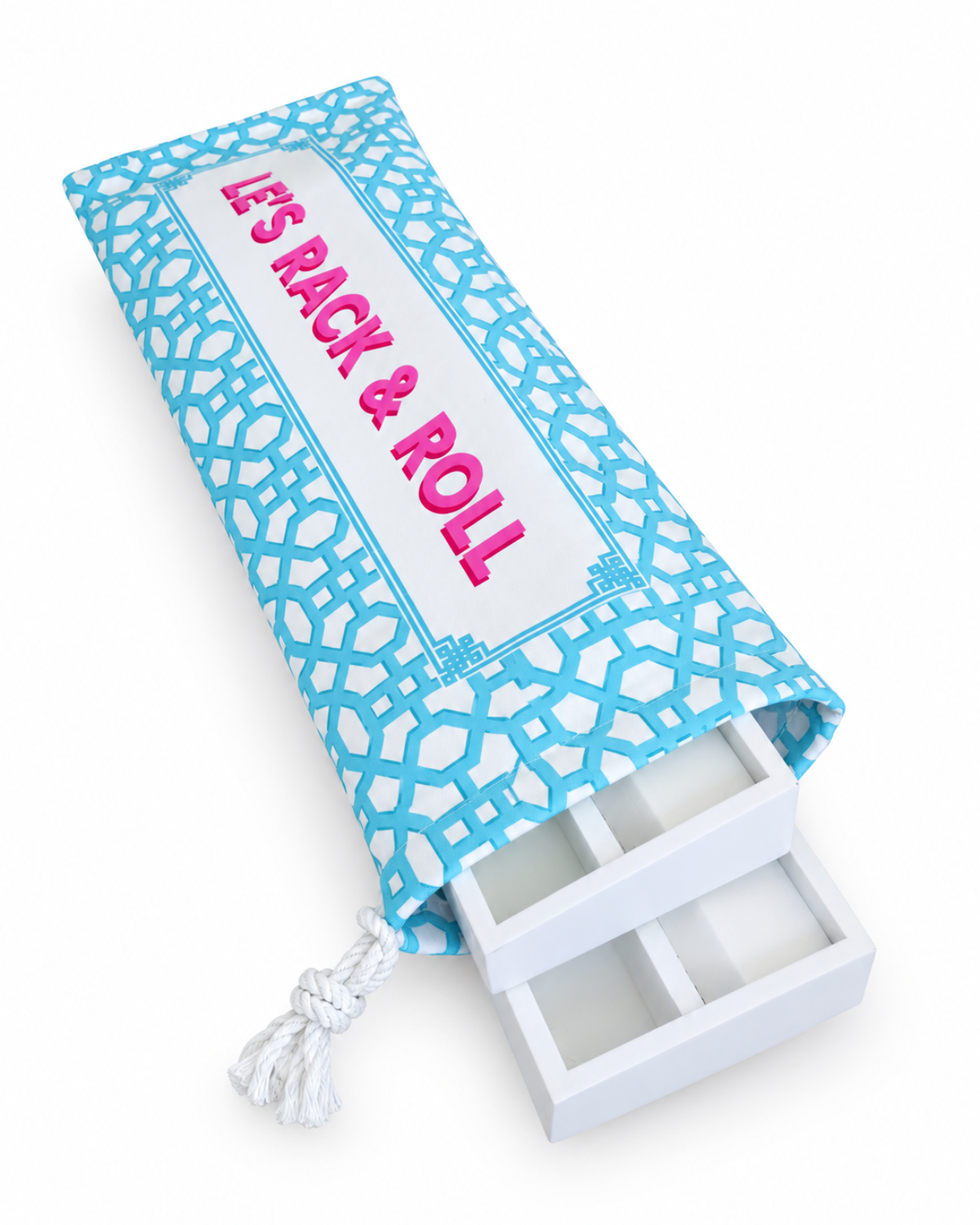 Printed Aqua Rack & Roll Mahjong Wooden Rack Cover