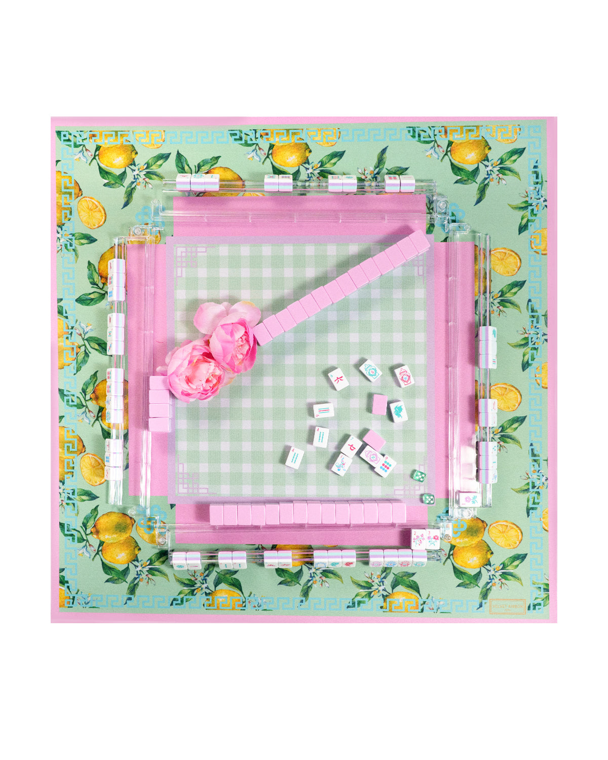 Lemon Sorbet Printed Mahjong Mat with Cover