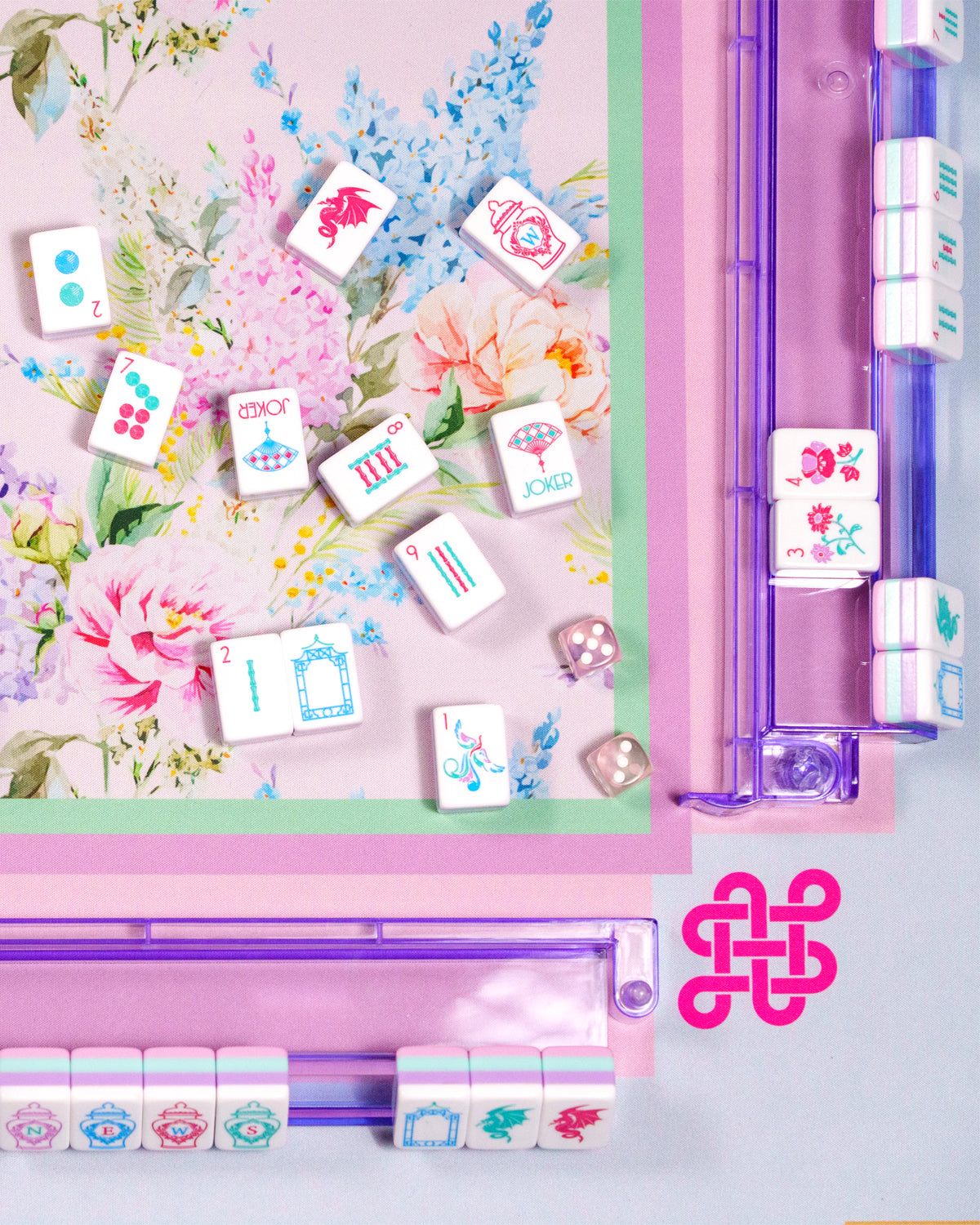 Lilac Acrylic Mahjong Racks with Pushers