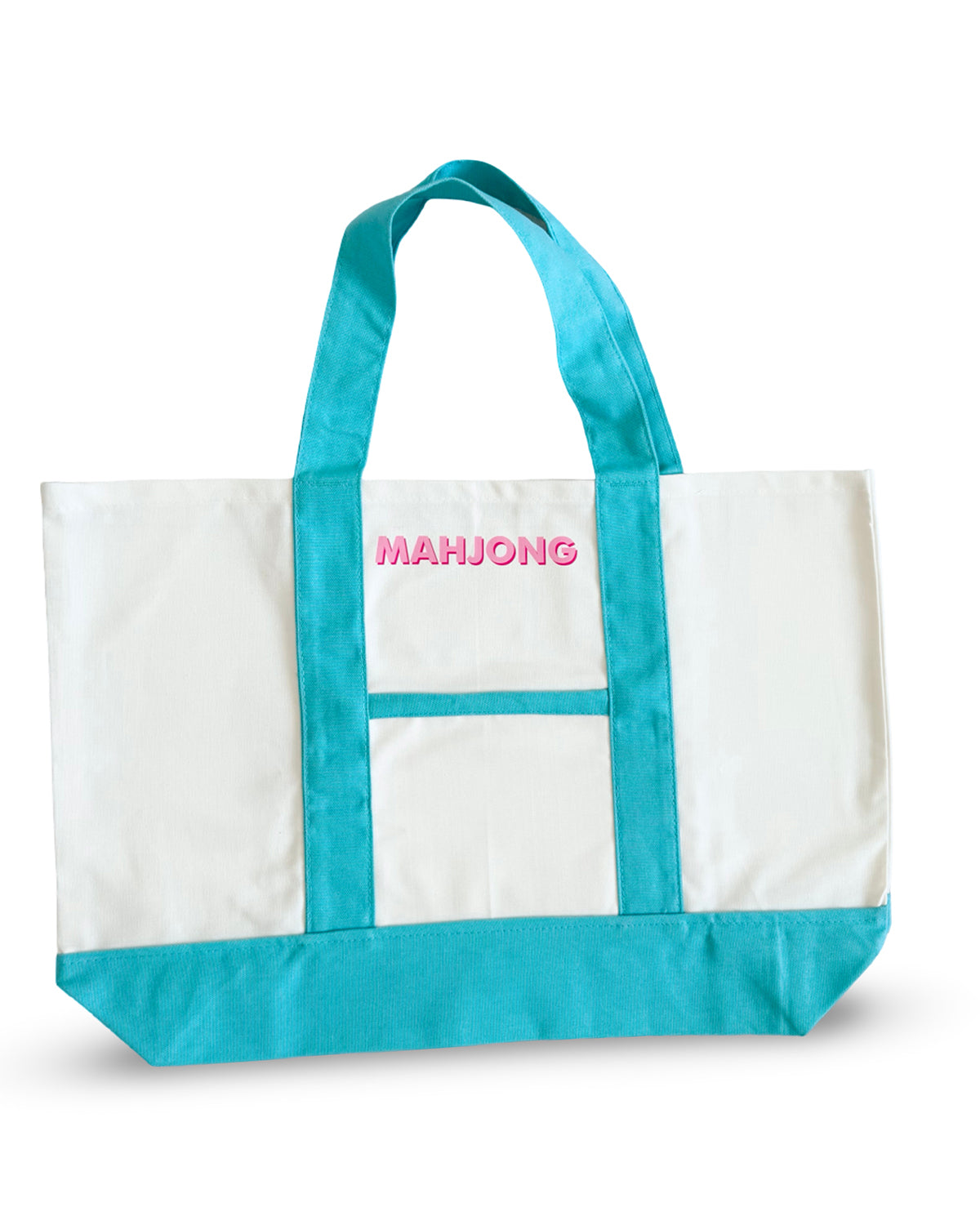 Printed Aqua Mahjong Tote Bag