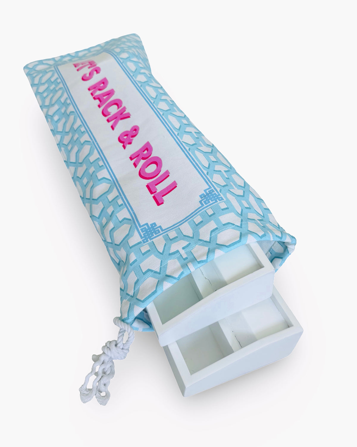 Printed Aqua Rack & Roll Mahjong Wooden Rack Cover
