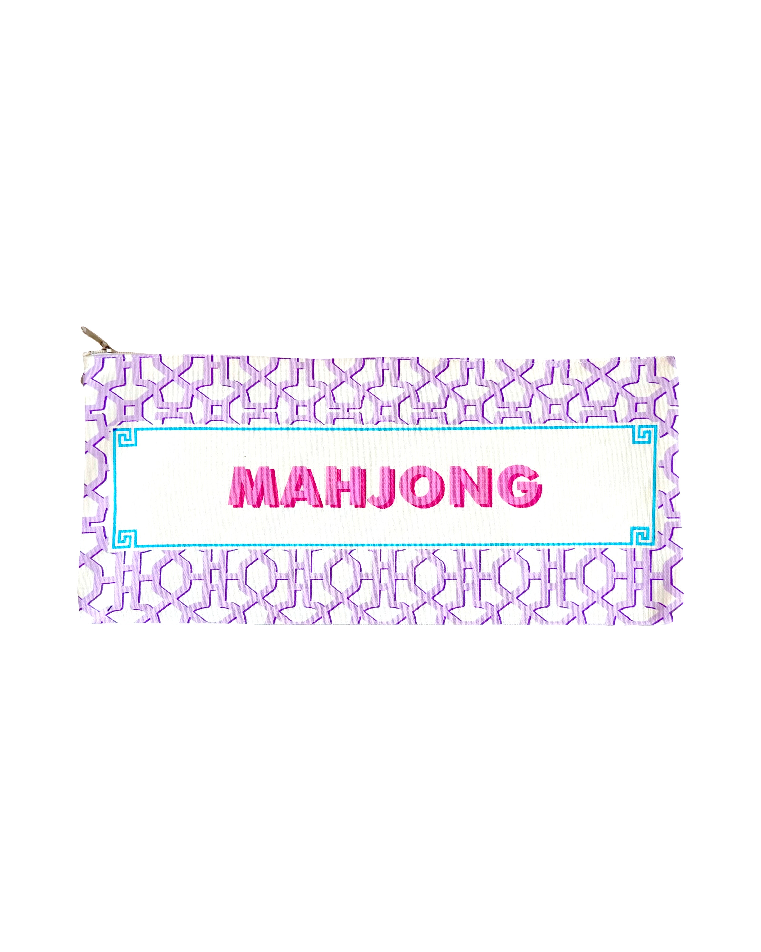 Printed Lilac Mahjong Tiles Zip Pouch