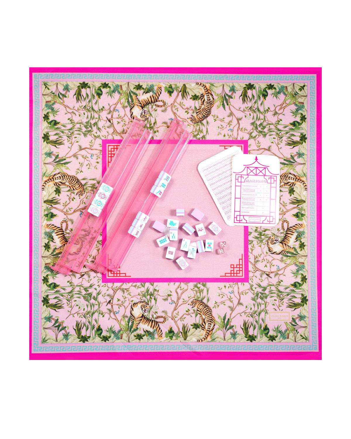 Tiger Printed Mahjong Mat with Cover