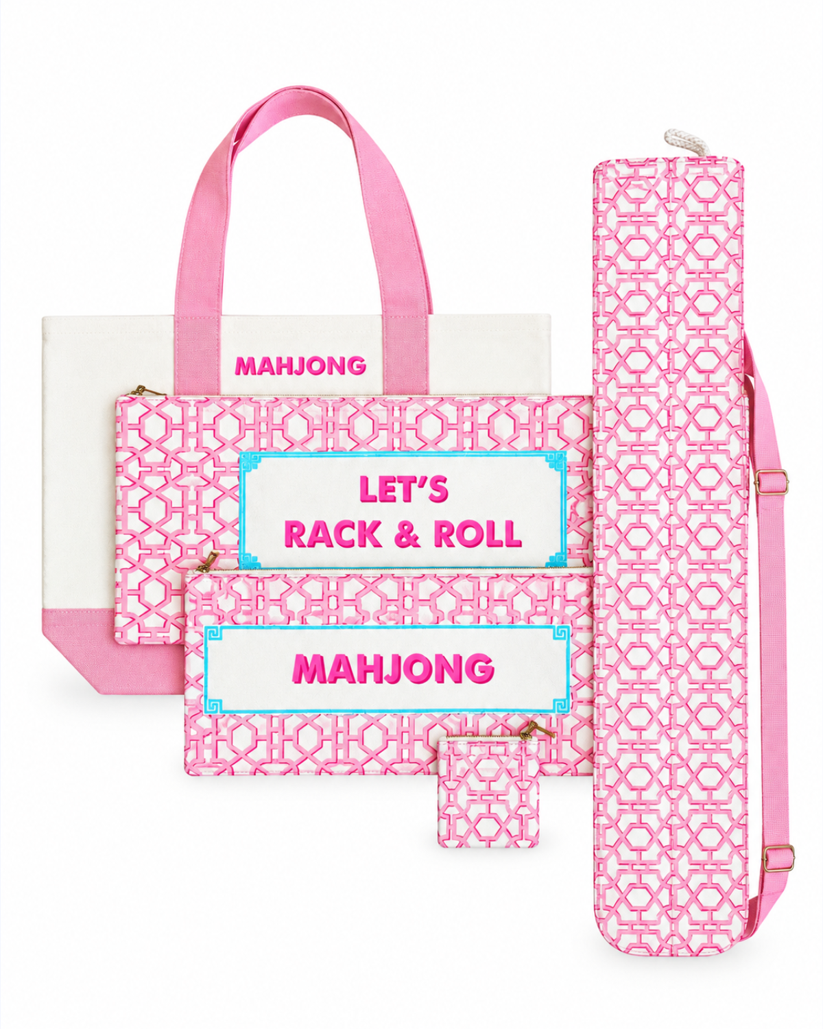 Pink Mahjong Accessories Set