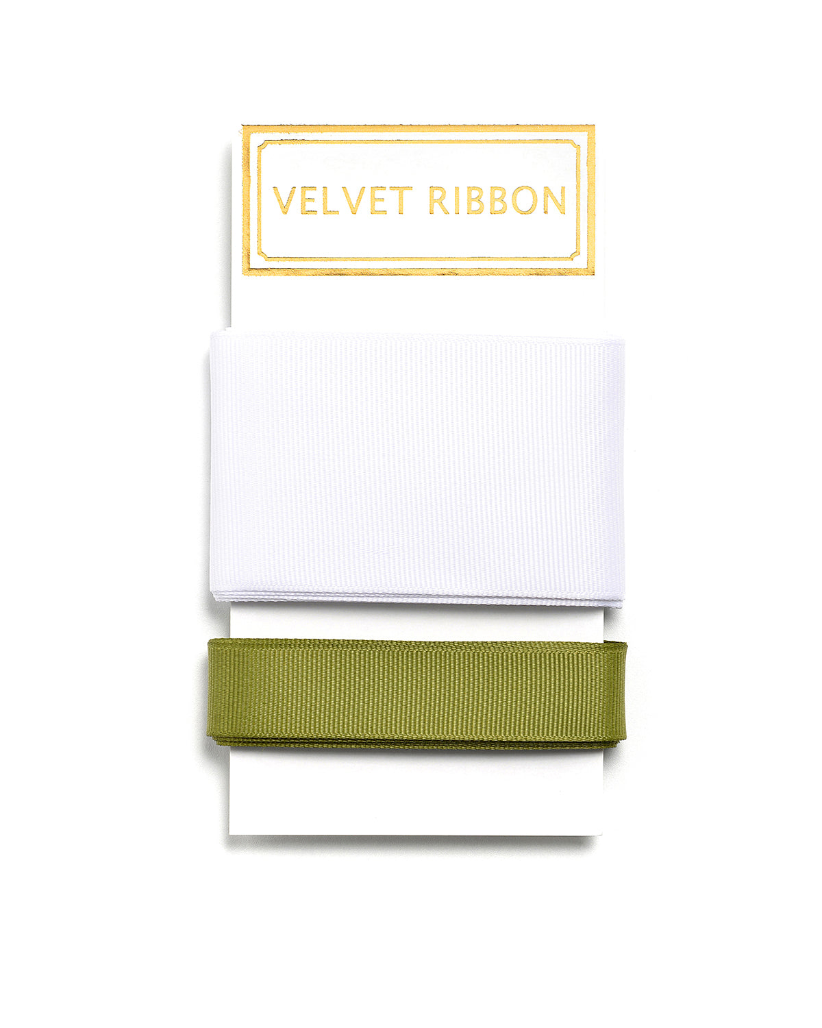 White and Olive Ribbon Set