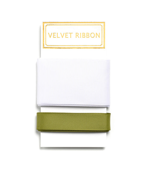 White and Olive Ribbon Set